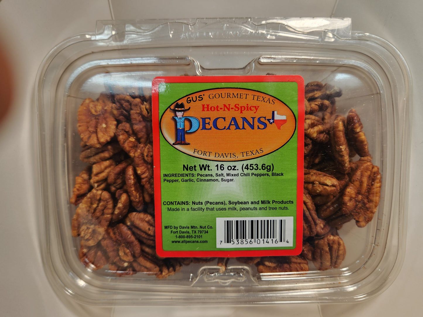 16 oz Hot-N-Spicy flavored pecans from Davis Mountains Nut Company