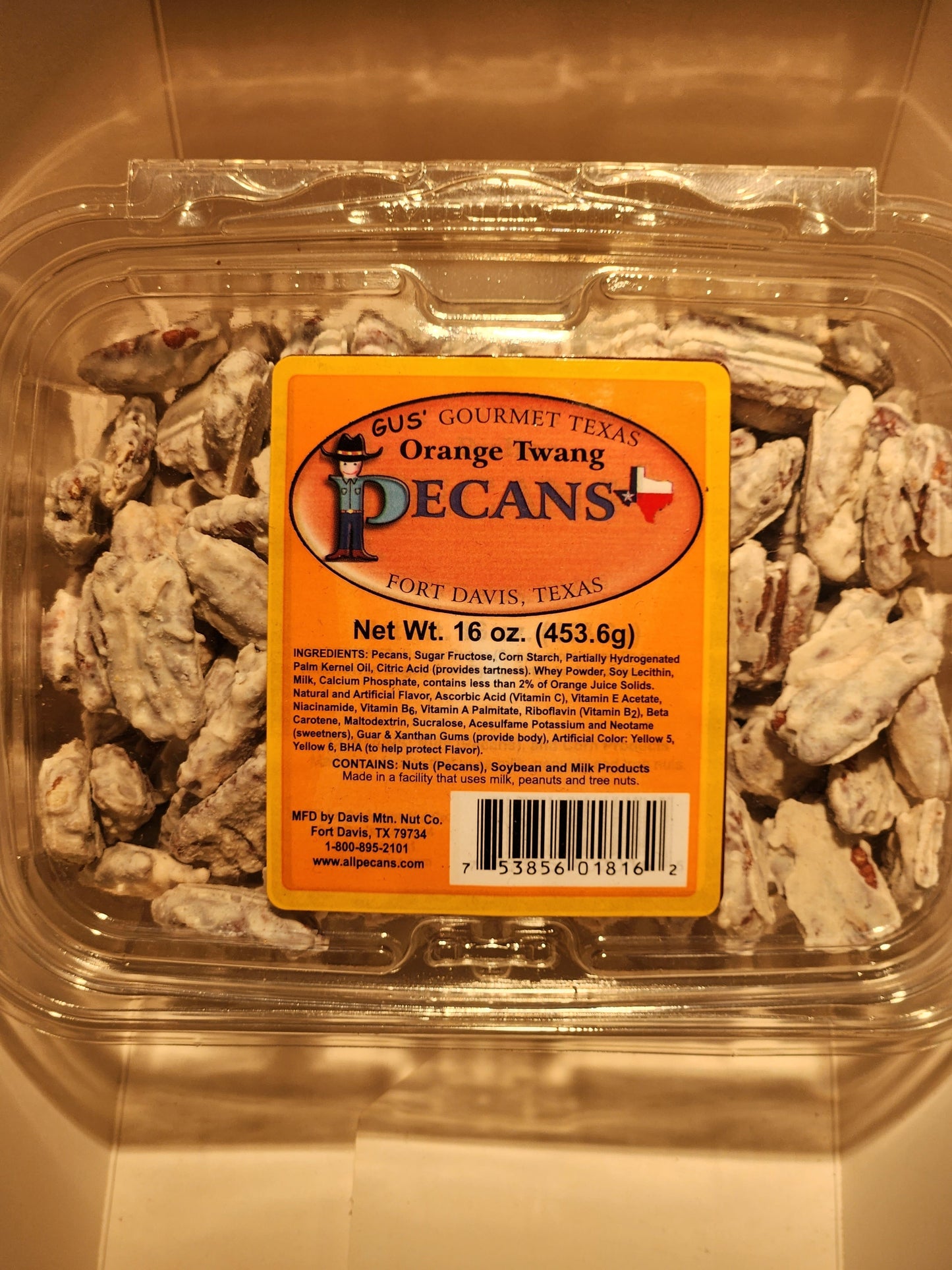 Orange Twang flavored Pecans 16 oz tub