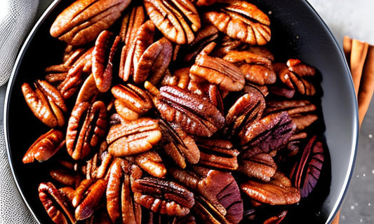 A bowl of gourmet pecans, the source of pecan oil