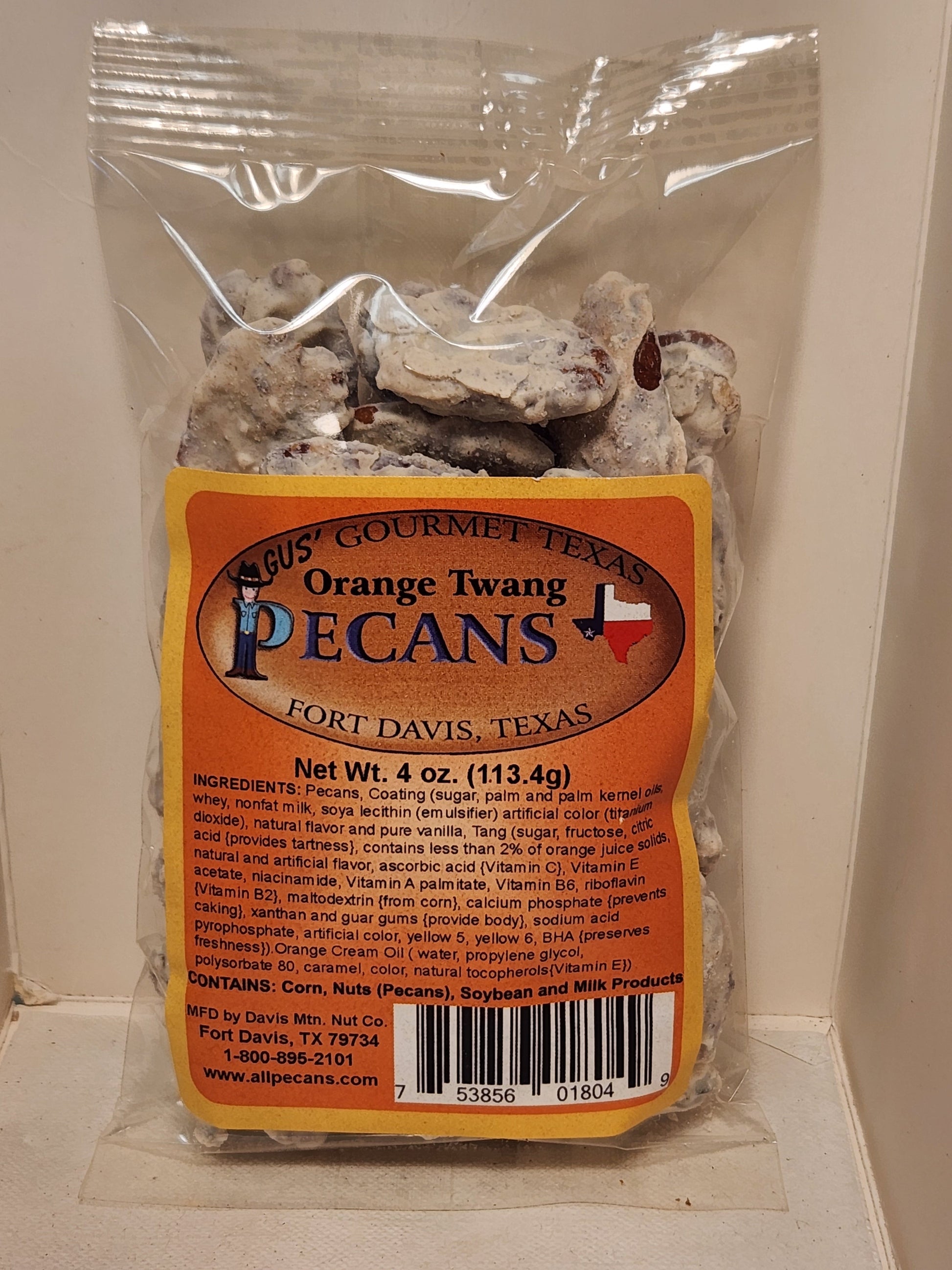 4 oz bag of Orange Twang flavored Pecans
