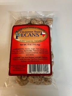 4 oz bag of cinnamon toast flavored pecans from Davis Mountains Nut Company