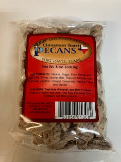 8 oz bag of cinnamon toast flavored pecans from Davis Mountains Nut Company