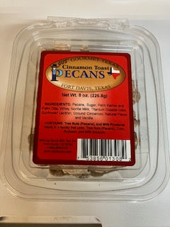 8 oz tub of cinnamon toast flavored pecans from Davis Mountains Nut Company