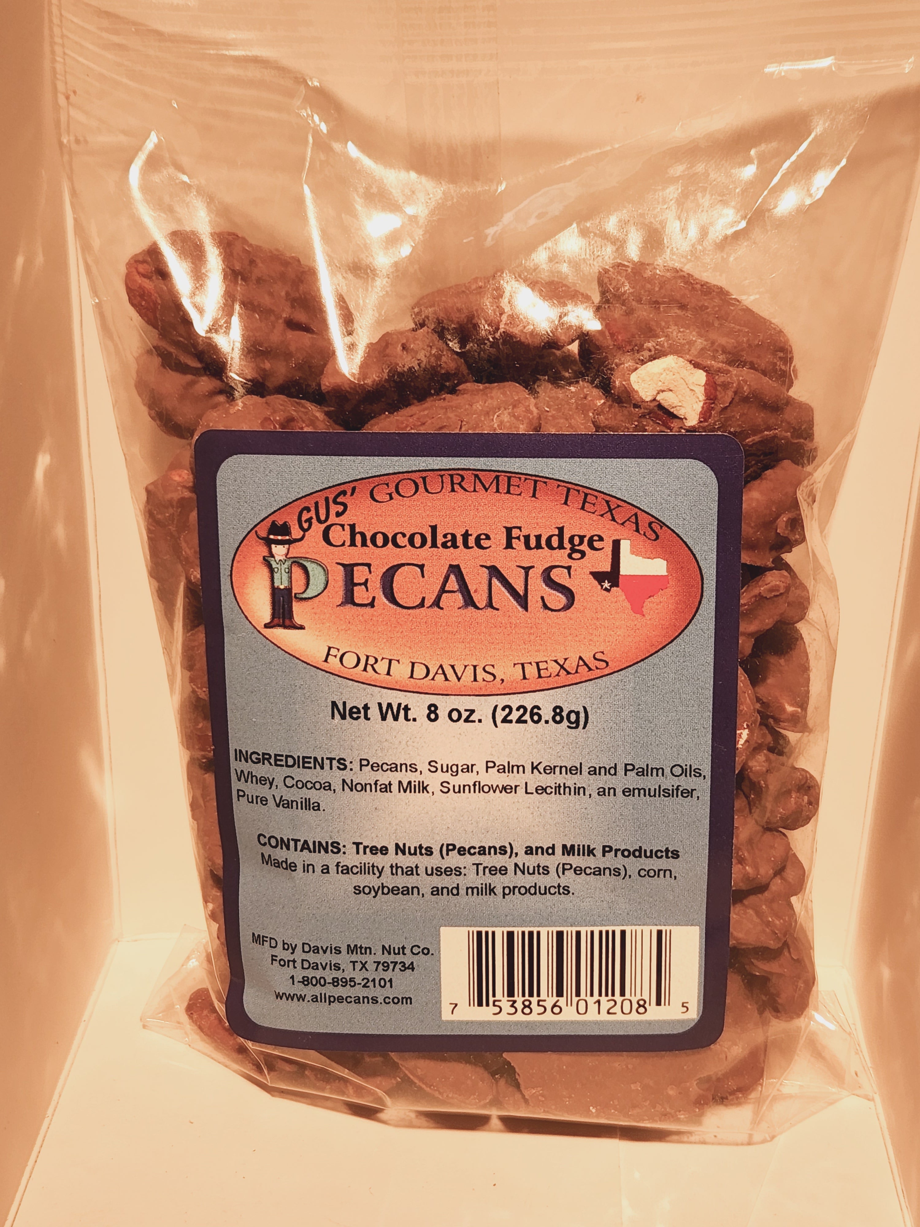 Chocolate Fudge flavored pecans from Davis Mountains Nut Company