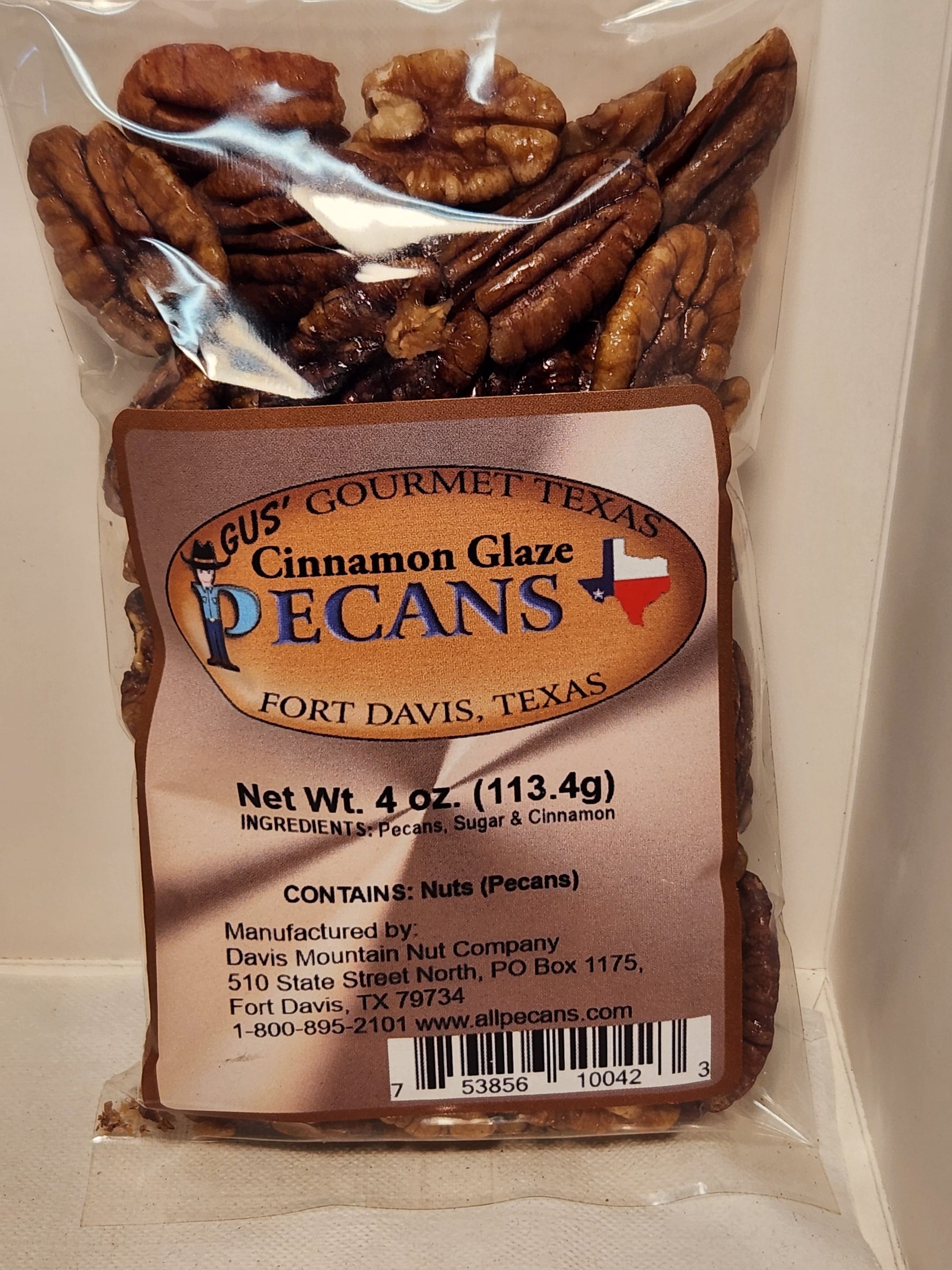 Cinnamon Glazed flavored pecans from Davis Mountains Nut Company