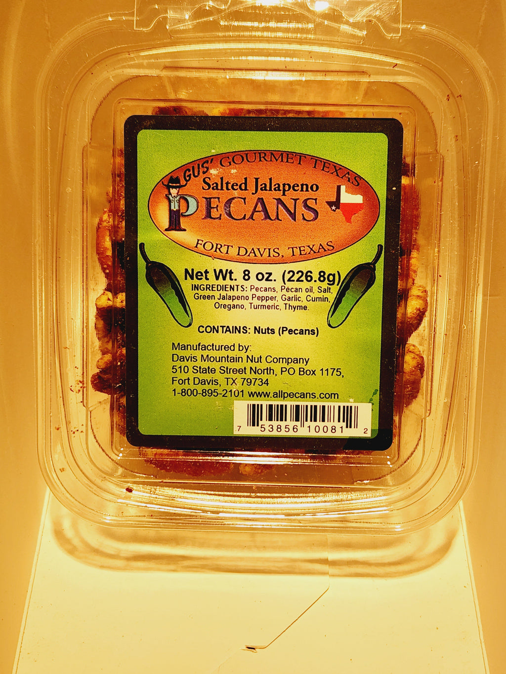 Jalapeño Salted Pecans from Davis Mountains Nut Company - 8 oz tub
