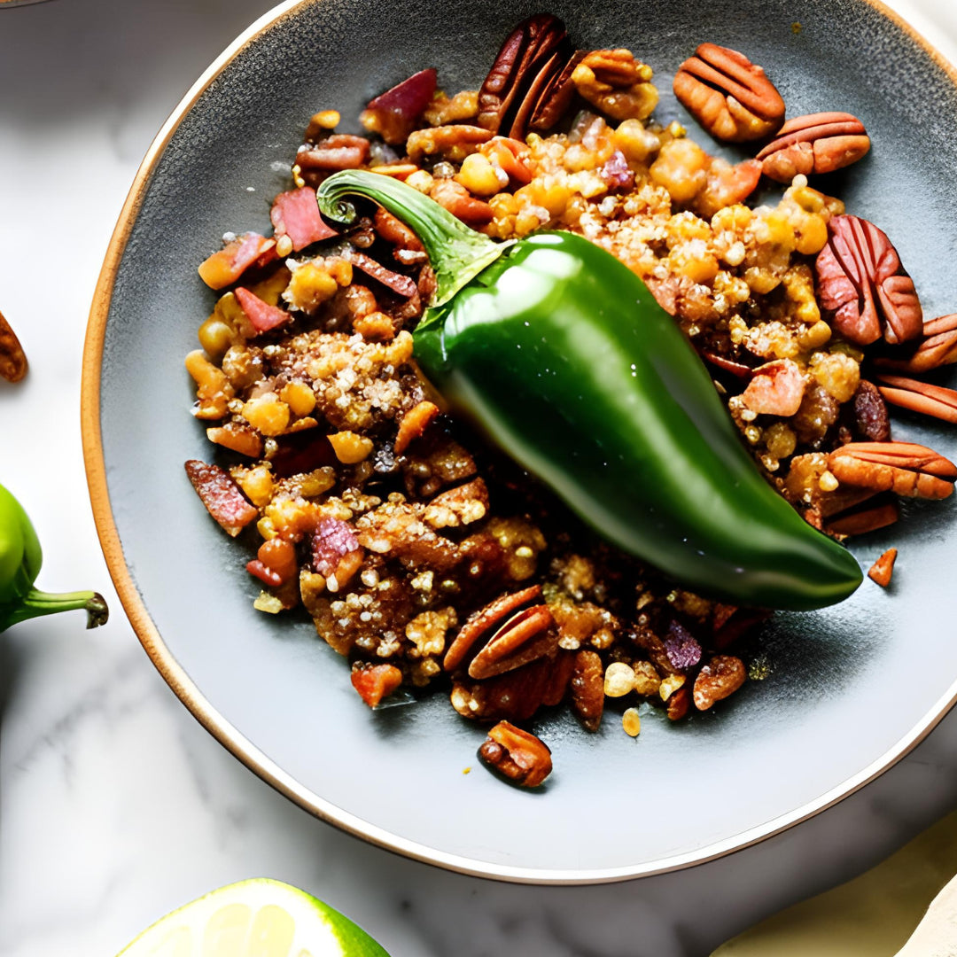 Jalapeño Salted Pecans from Davis Mountains Nut Company in bowl