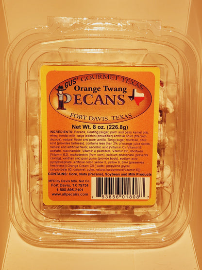 Orange Twang flavored Pecans 8 oz. tub