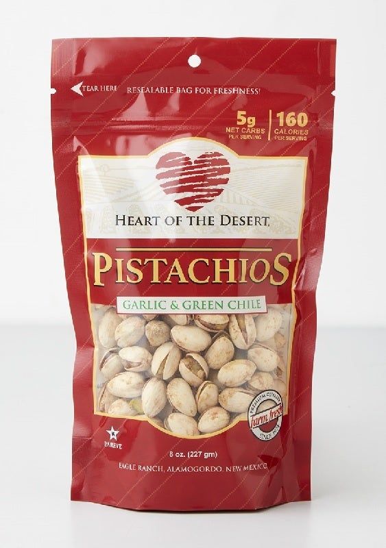garlic and green chili Pistachios By The Bag from Davis Mountains Nut Company