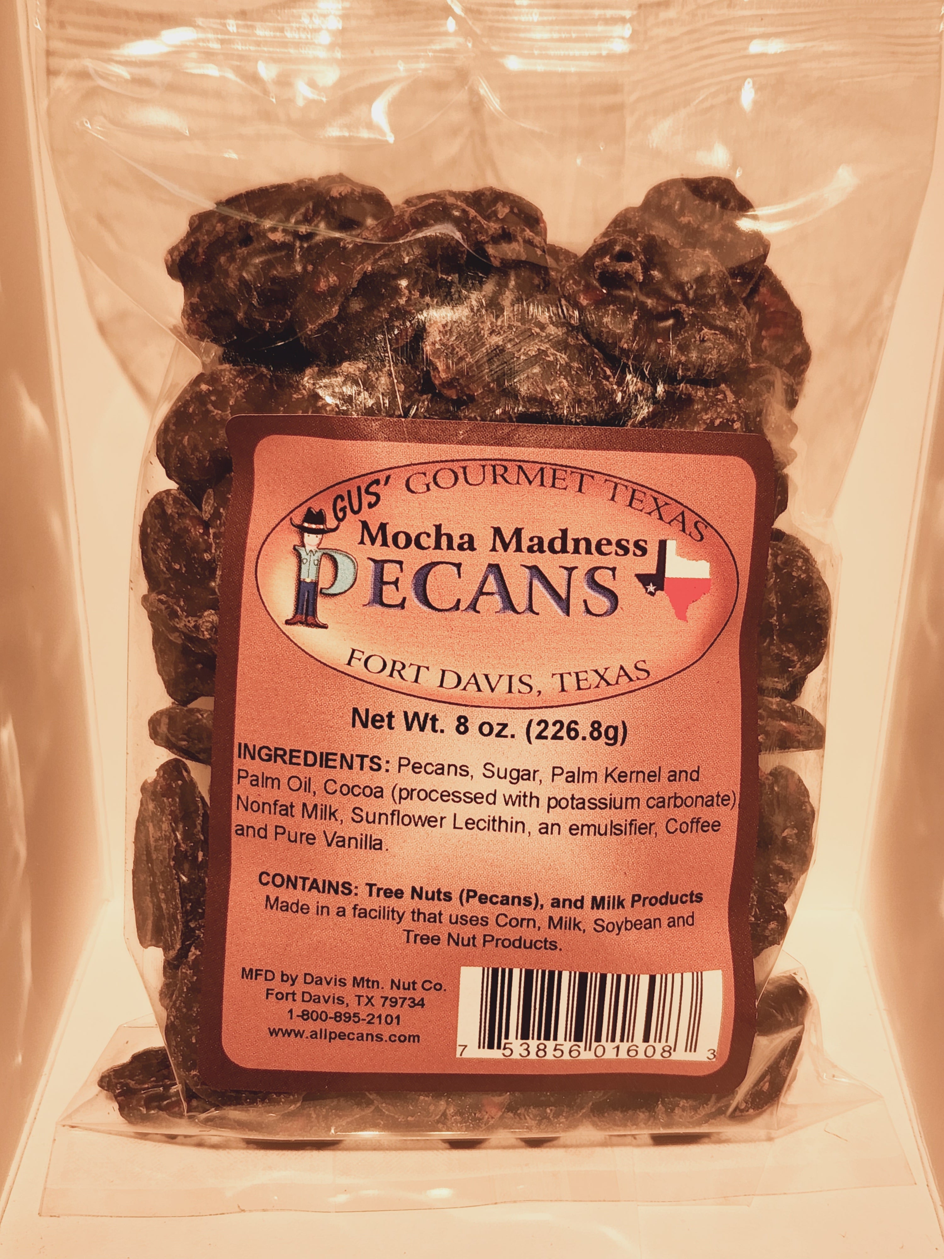 mocha madness chocolate coffee pecans 8 oz bag