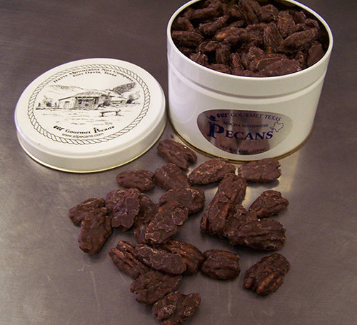 one pound one flavor pecan tin from Davis Mountains Nut Company