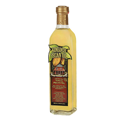 a bottle of virgin pecan oil
